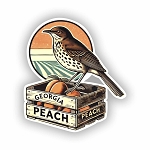 Brown Thrasher on Peach Crate with Vintage Label Georgia Bird Rustic  Sticker (Peel N' Stick) 